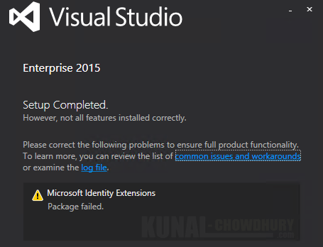 Microsoft Identity Extensions cannot be installed during Visual Studio 2015 installation (www.kunal-chowdhury.com)