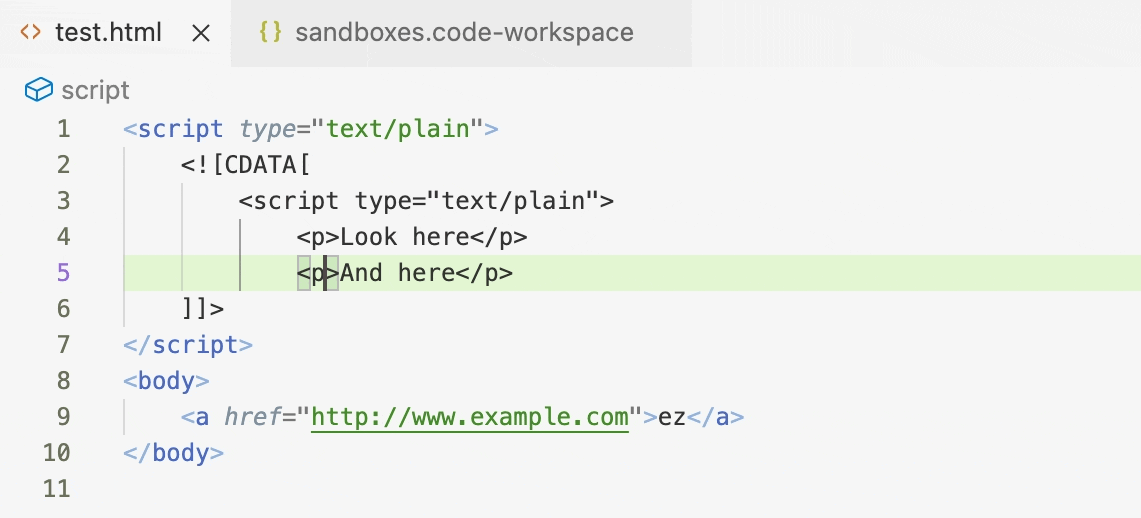 Emmet update tag command with placeholder