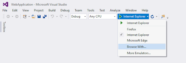 Navigate to 'Browse With...' menu item from Visual Studio