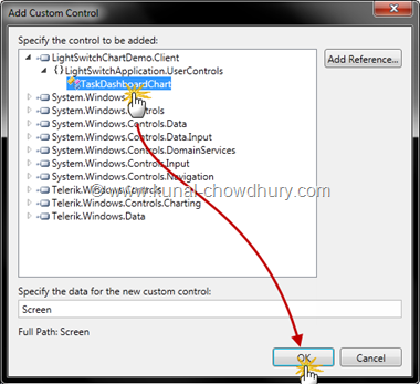13. Add TaskDashboardChart Control to the Screen