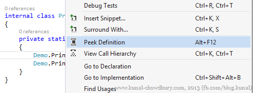 Click Peek Definition of press Alt   F12