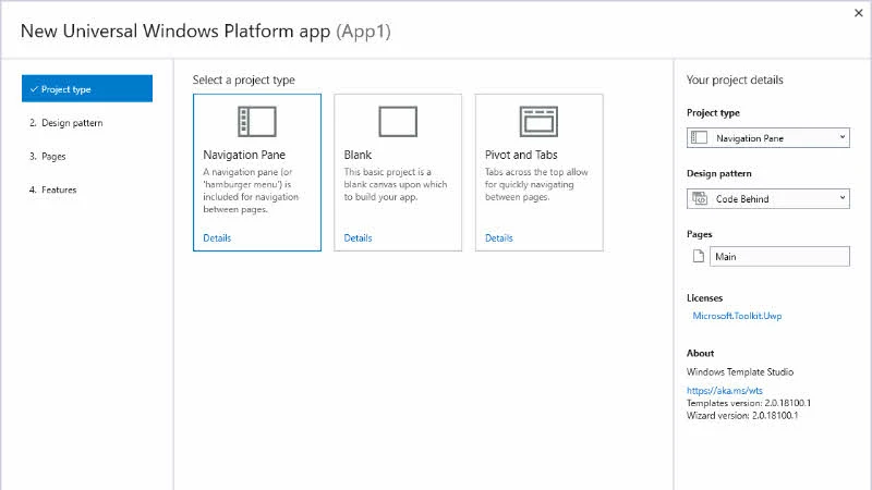 Download Windows Template Studio 2.2 for developers