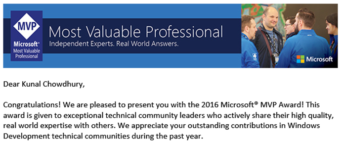 Microsoft MVP in Windows Development (www.kunal-chowdhury.com)