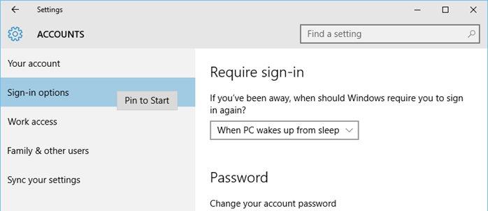 Windows 10 - Pin a Settings item in Start Screen (www.kunal-chowdhury.com)