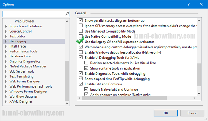 Solution - Internal error in the expression evaluator - Visual Studio 2015