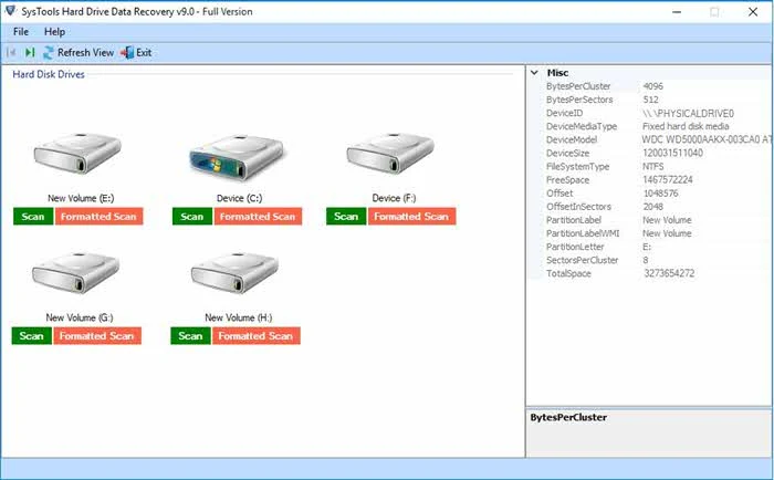 At first, install and run the SysTools Hard Drive Data Recovery software