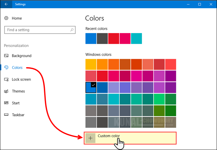 How to set custom colors in Windows 10 Creators Update? (www.kunal-chowdhury.com)