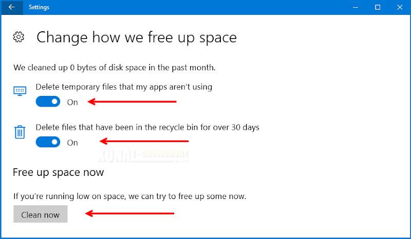 Free up space in Windows 10 (www.kunal-chowdhury.com)