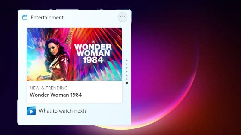 Windows 11 adds a new entertainment widget