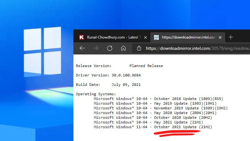 Windows 11 will release in October - hint comes from Intel's driver documentation